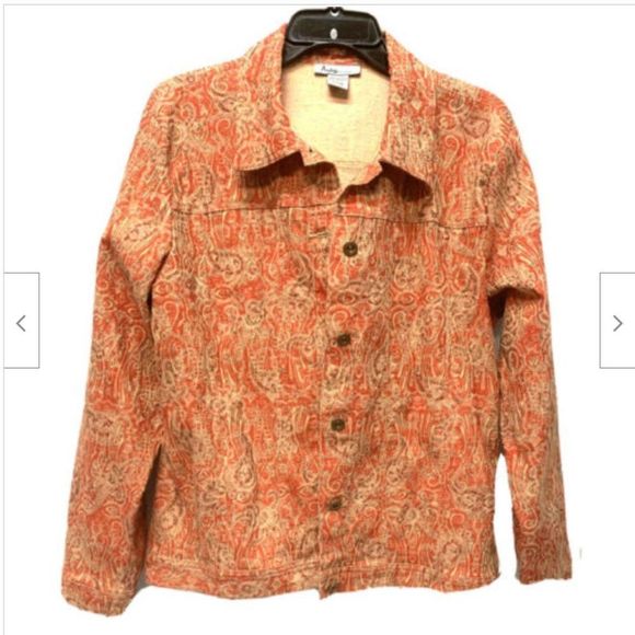 Analogy Womens Jacket Orange Multicolor Floral XL Large Long Sleeve - Picture 1 of 4